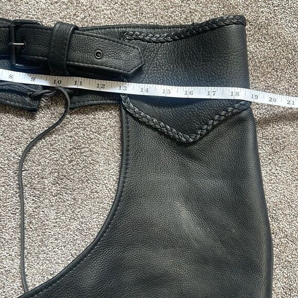 Women’s L Black Leather Motorcycle Chaps Heavy Duty Protection Pants - Picture 9 of 12